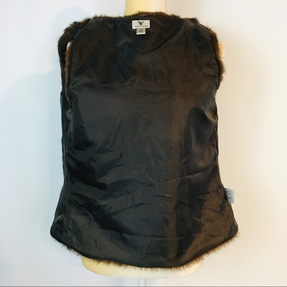Worthington S Faux Fur Vest Open Front Evening - Picture 7 of 8